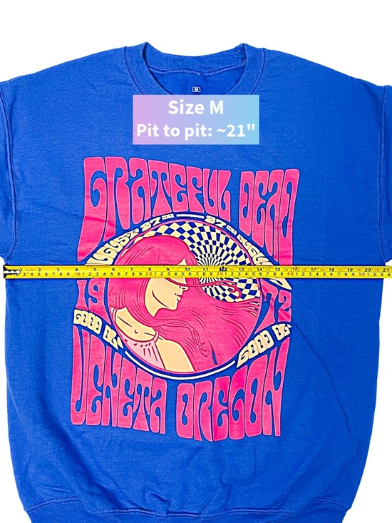 Grateful Dead Veneta Oregon 1972 Crewneck Sweatshirt Blue Pink NWT Unisex - Picture 7 of 12